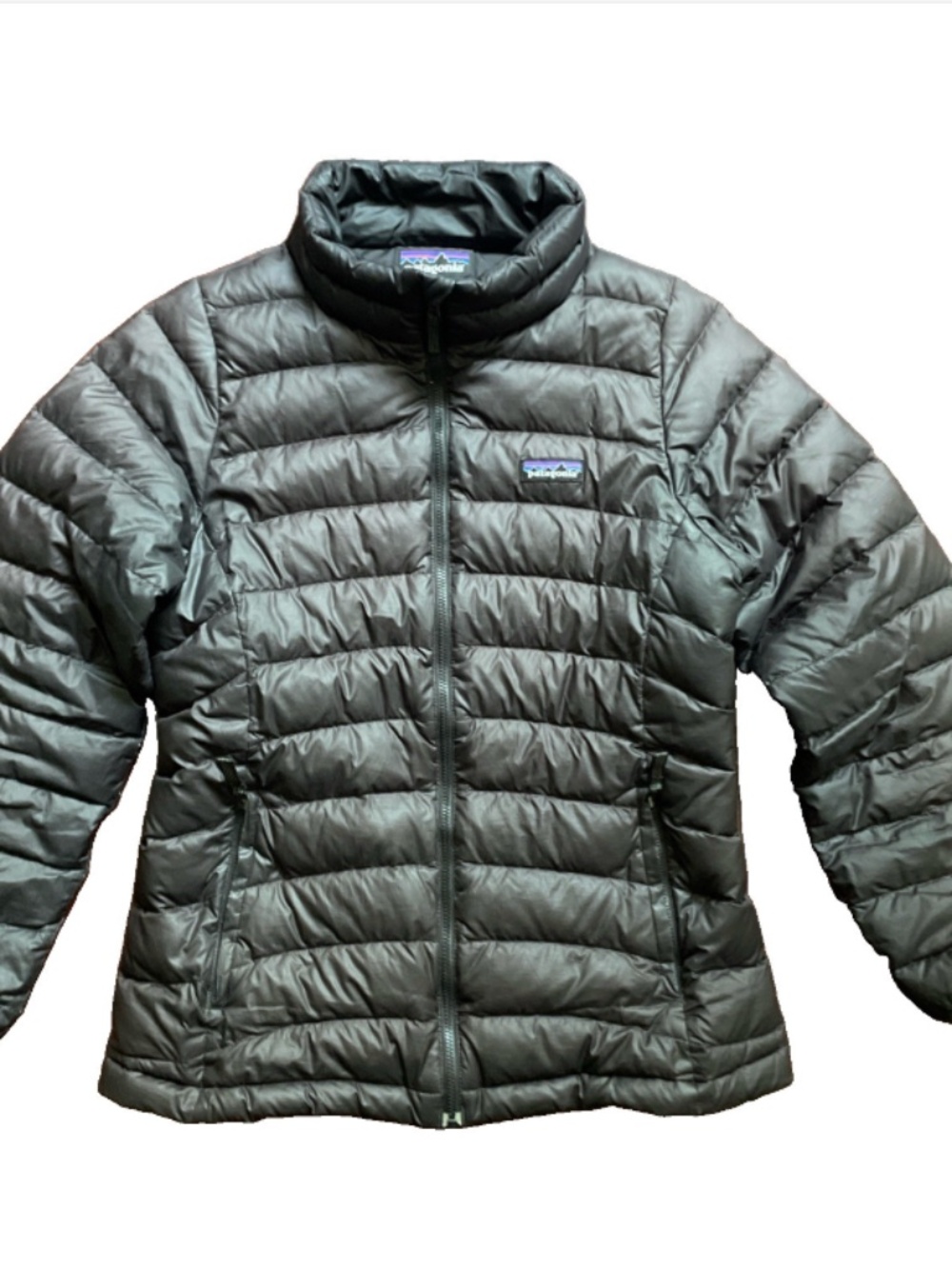 PATAGONIA  GIRLS youth DOWN SWEATER BLACK JACKET PUFFER  ZIP POCKET kids size XL
